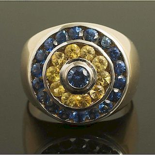 Yellow & Blue Sapphire Gold Ring