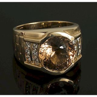 Champagne Topaz Diamond 14k Gold Ring