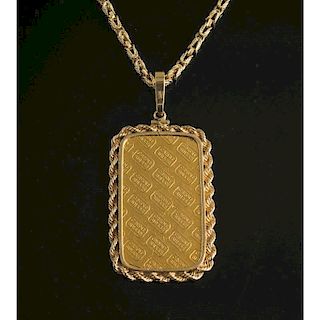 Swiss Gold Bar Pendant & Chain