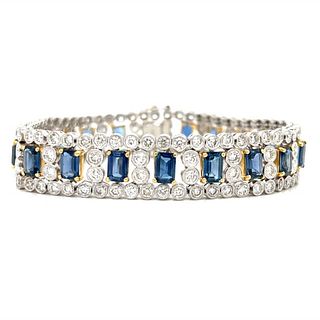 Diamond, Sapphire, Platinum and 18K Bracelet