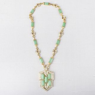 Jade, Diamond and 18K Necklace