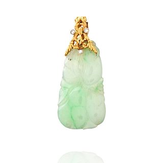 Chinese Jade, Diamond and 14K Pendant