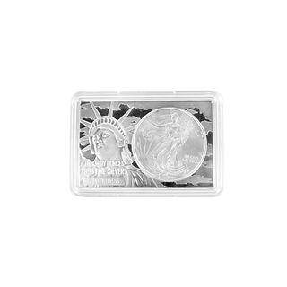 1995 U.S. 2 Oz 999 Silver Bar with 1 Oz Coin