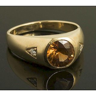 Natural Zircon Diamond 14k Gold Ring