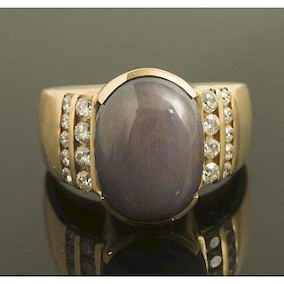 Purple Star Sapphire 14k Gold Ring