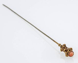 Antique Gold and Coral Hatpin