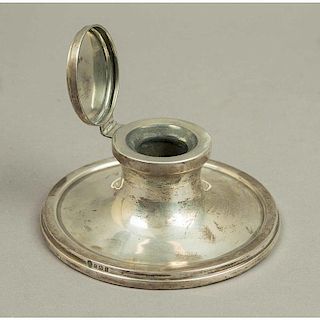 English Weighted Silver Inkwell, 1918