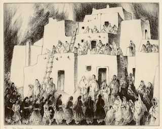 Eagle Ceremony, Tesuque Pueblo by Gustave Baumann (1881-1971)