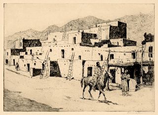 Edward Borein (1872-1945) A Street in Taos