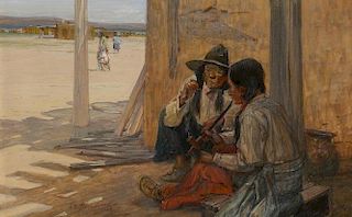 Oscar E. Berninghaus (1874-1952) A Corner in Taos 1908