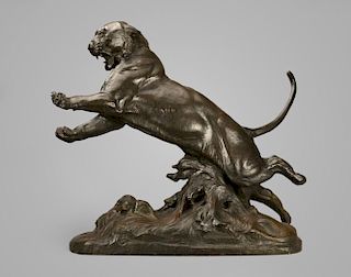 Charles R. Knight (1874-1953) Leaping Tiger modeled in 1914, cast in