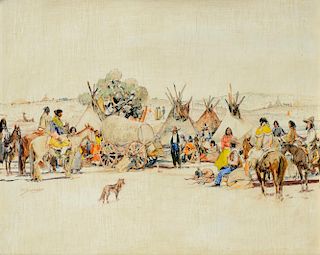 Oscar E. Berninghaus (1874-1952) Apache Indians at Boulder