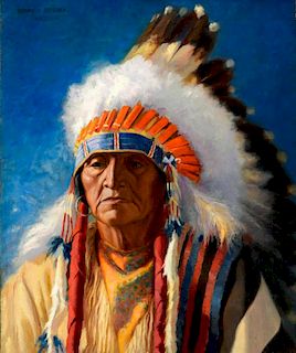 Henry Balink (1882-1963) Portrait of an Indian Chief