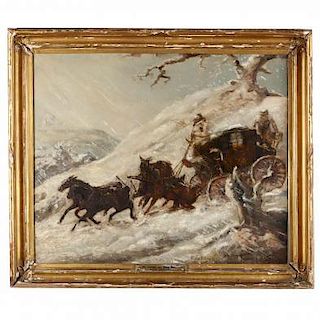 att. Charles Cooper Henderson (Br., 1803-1877), Mail Coach in Snow
