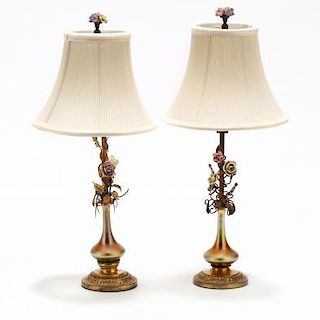 att. Steuben, Pair of Boudoir Lamps
