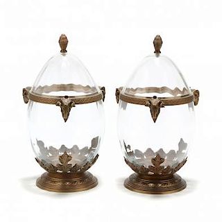 A Pair of Glass Champagne Cellars with Ormolu Mounts