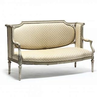 An Italianate Carved and Painted Upholstered Settee