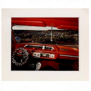 Alex Harris (NC), <i>Cordova, New Mexico, Looking North from Bobby Sanchez's 1964 Chevrolet Impala, June 1987</i>