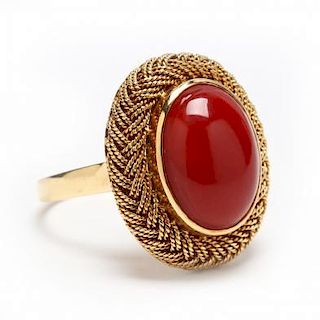 18KT Red Coral Ring