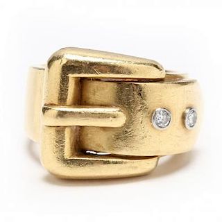 18KT Gold and Diamond Buckle Ring