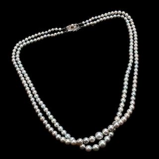 Double Strand Pearl Necklace, Mikimoto