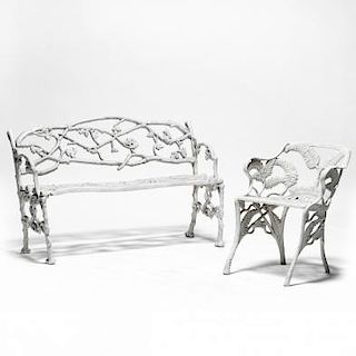 Victorian Cast Iron Settee and Chair