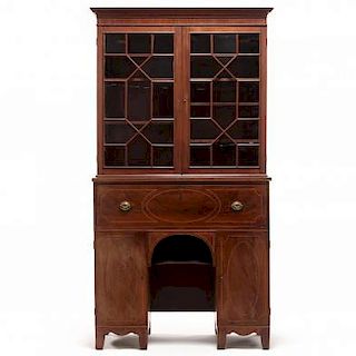 Federal Inlaid Butler's Secretary Bookcase