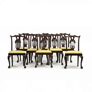 Gregory & Co., Set of Eight Chippendale Style Dining Chairs