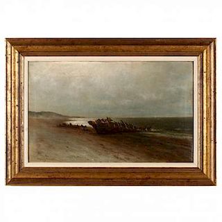 Wesley Webber (1841-1914), Shoreline with Beached Hull