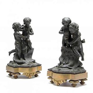 Pair of French Classical Bronze Garnitures