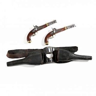 A Matched Pair of Model 1842 Percussion Pistols With Saddle Holster