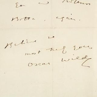 Oscar Wilde Autograph Letter Signed During His 1882 American Lecture Tour
