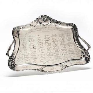 A Jugendstil Silver Tray Commemorating the Austrian Southern Railway