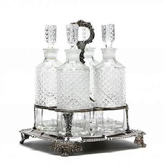 A George IV Silver Four Bottle Decanter Stand