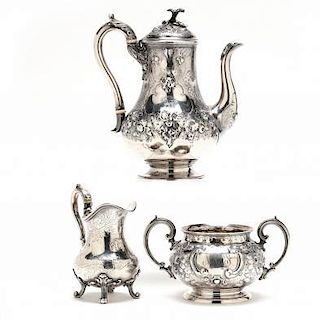 An Assembled Victorian Silver Coffee Service
