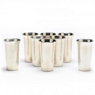 A Set of Eight Sterling Silver Tumblers by International