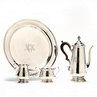 A Sterling Silver Coffee Service with Tray