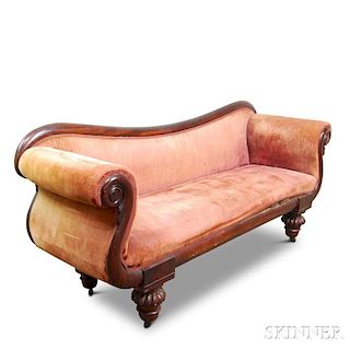 Late Classical Carved and Upholstered Mahogany Sofa