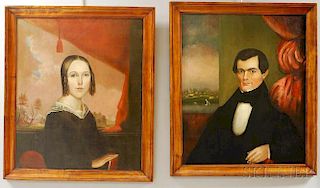 Pair of Framed Oil on Canvas Portraits