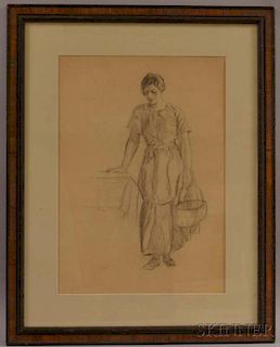 Myron G. Barlow (American, 1873-1937)      Standing Woman with a Basket.
