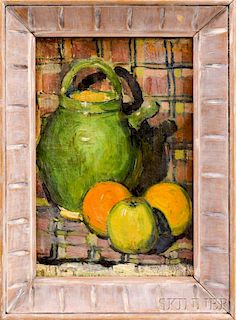 Rodolphe Fornerod (Swiss, 1877-1953)      Still Life with Oranges and Green Pot.