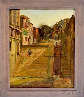 William Millett (American, 1922-2007)    Street Scene with Figures