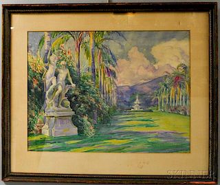 Arthur Merton Hazard (American, 1872-1930)      Tropical Garden Allée