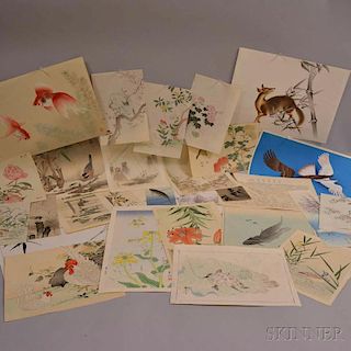 Twenty-seven Assorted Kacho-e   Woodblock Prints