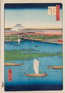 Thirteen Utagawa Hiroshige (1797-1858) Woodblock Prints