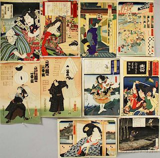 Ten Assorted Woodblock Prints