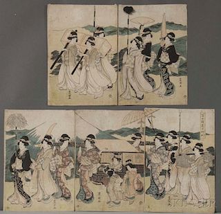 Utagawa Toyokuni (1769-1825), A Procession of Flowers by Mt. Fuji