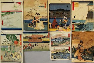 Eight Utagawa Hiroshige (1797-1858) Woodblock Prints