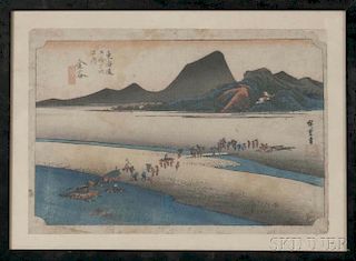 Utagawa Hiroshige (1797-1858), Kanaya, Distant Bank of Oi River