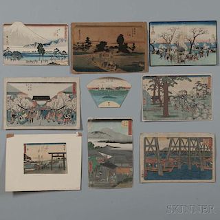 Utagawa Hiroshige, Nine Woodblock Prints